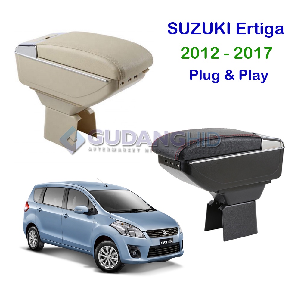 Armrest Mobil Suzuki Ertiga 2012 / 2017 7 USB Port Charger + LED Kulit