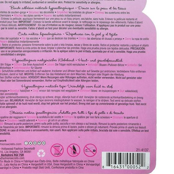 

✾ Hollywood Fashion Secrets Tape 36 Strips in Tin - No Box ➽