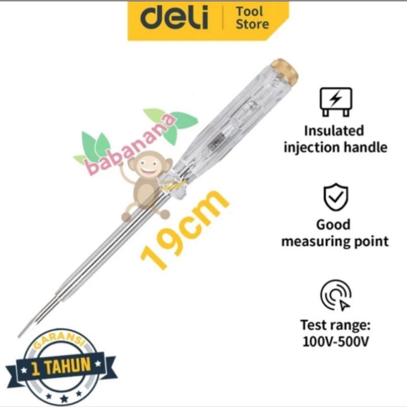 Deli tespen DL8002 test pen listrik 100-500 VAC obeng minus alat tes