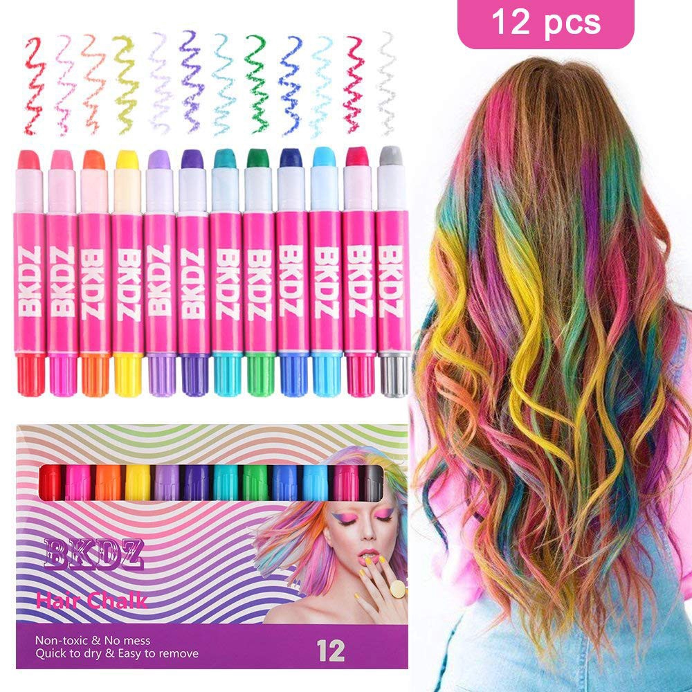 Hair Chalk Pens 12pcs Dye Hair Washable Hair Color Kids Party