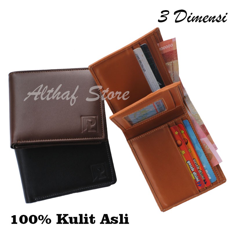 [PREMIUM LEATHER] Dompet Kulit Asli LIPAT Pria Casual Black Brown Dark Original Khas Kota Garut