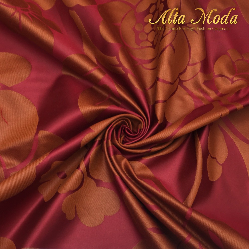 

Alta Moda Kain Jacquard Tafeta Motif Bunga Gold - Pink (1M)