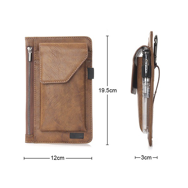 Waist Phone Bag PU Leather Vintage Model for Men - 6.3 inch Max - Tas Pinggang untuk Handphone