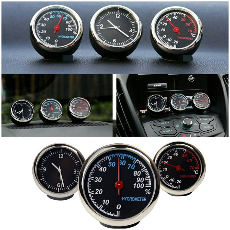 Dashboard Jam Analog Thermometer Hygrometer QUARTZ Mobil