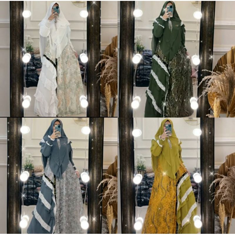 Elnaka 173 gamis syari ceruty brukat premium by elnaka