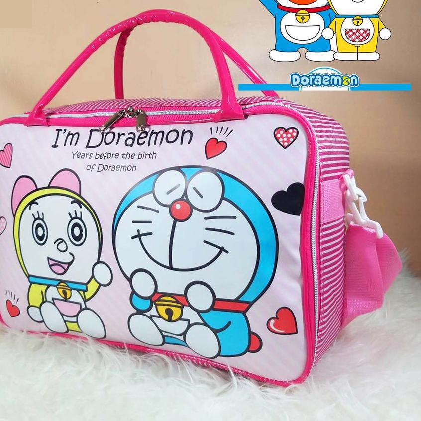 ➳ Doramon Tas Travel Bag Anak / Koper Besar Anak High Quality/Tas Koper Dengan Tali Selempang panjan