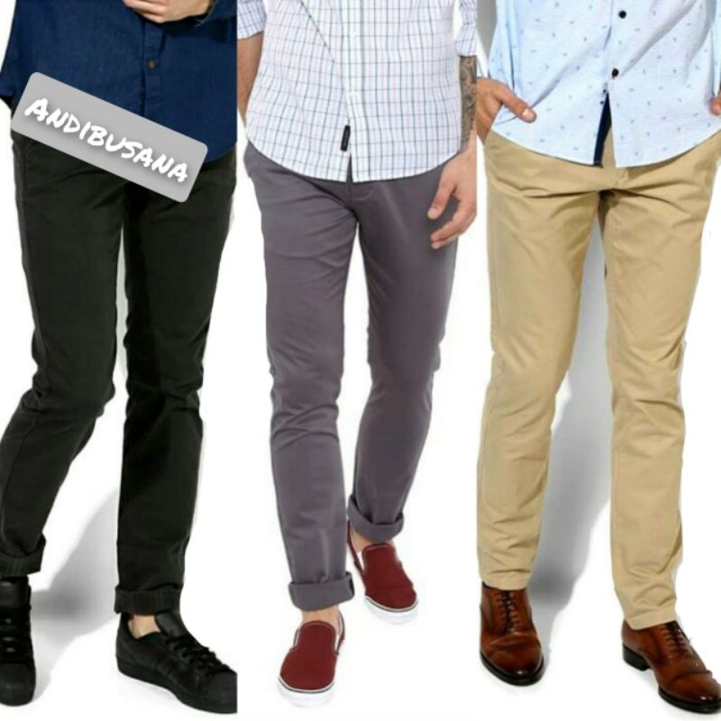 Celana Chino Panjang Pria Slimfit Katun Strecth Melar Cocok Buat Kerja Harian
