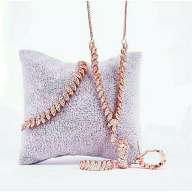 Set perhiasan berlian tura padi baris satu xuping