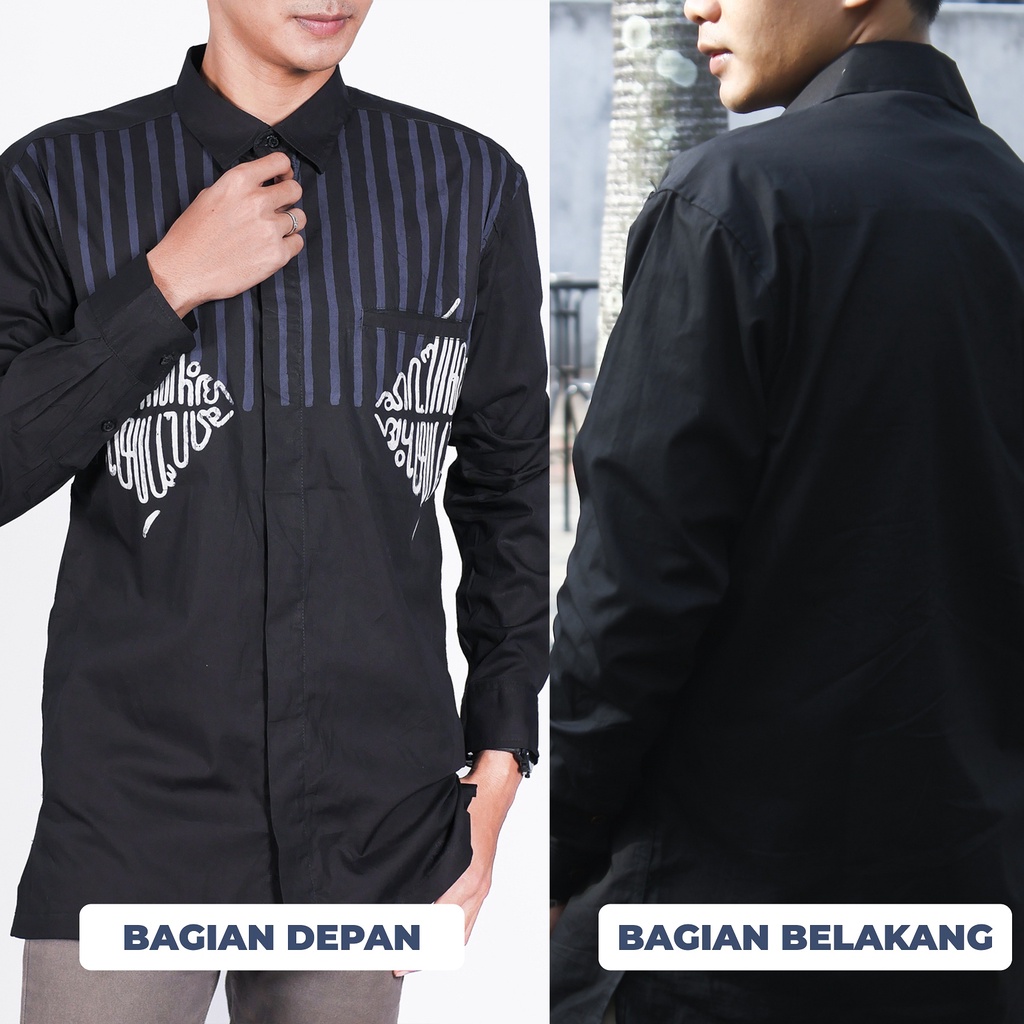 Kanjeng Denim - Kemeja Batik Serial Kaligrafi Aksara Motif Sabar Narima Kakalih