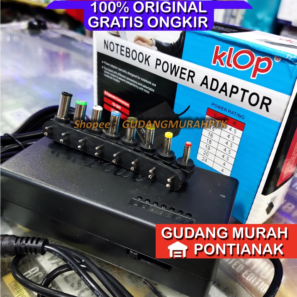 ADAPTOR Charger universal 12 15 16 18 19 20 24 volt NOTEBOOK POWER LAPTOP POWER SUPPLY MEREK KLOP BISA DI SETTING