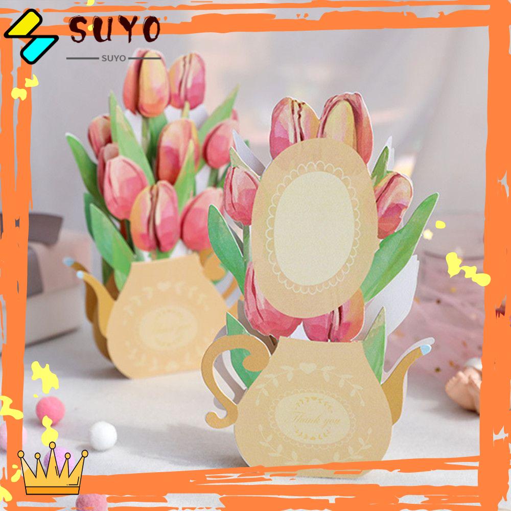 Kartu Ucapan Handmade Desain Bunga Tulip 3D Untuk Hari Ibu