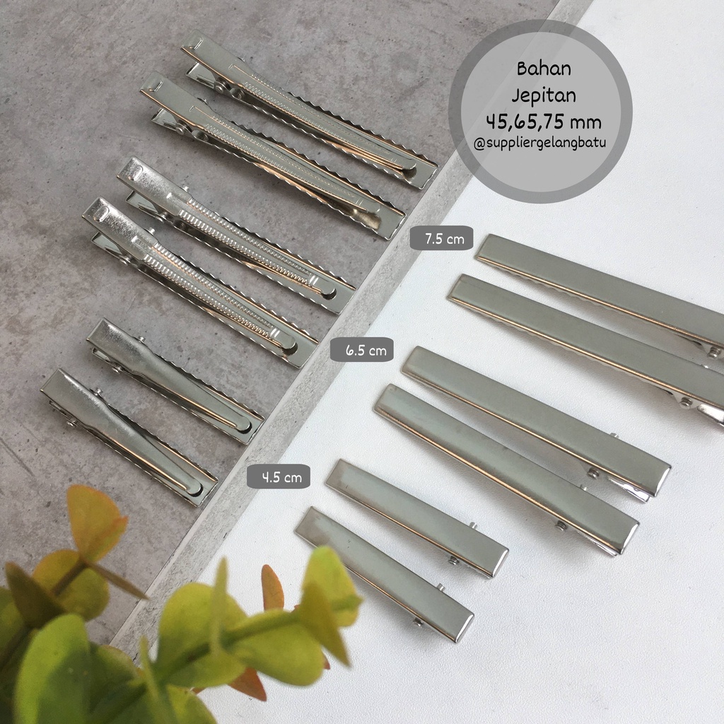 bahan aksesoris Jepitan Rambut BEBEK Polos Silver besi 4,5 6,5 7,5 cm