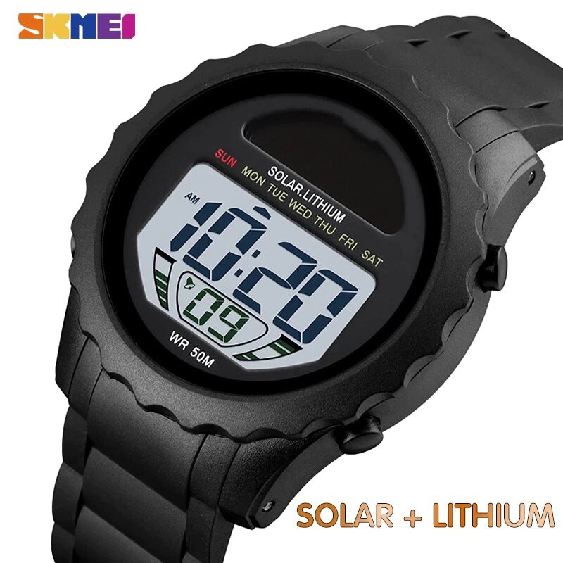 Jam Tangan Pria SKMEI 1585 Solar Digital Dial Rubber Strap