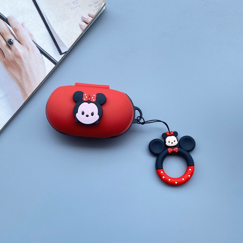 Casing Soft Case Silikon Motif Kartun Minnie / Mickey Mouse + Gantungan Kunci Untuk Samsung Galaxy buds / buds Plus