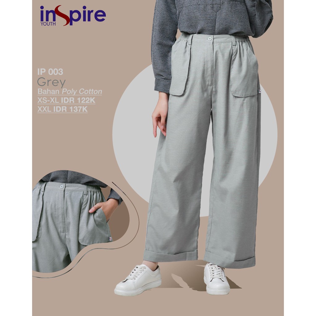 INSPIRE PANTS IP 03 BAHAN POLYCOTTON CELANA PANJANG MUSLIMAH TRENDY [BISA COD]