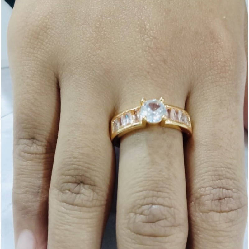 [tiara] cincin wanita / cincin lapis emas / cincin permata berlian replika / cincin kupu kembar l