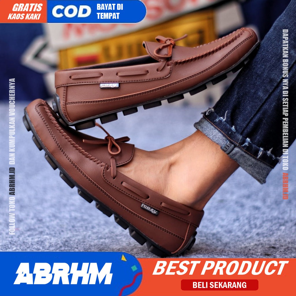 ABRHM X HOSTO Sepatu Casual Slip On Pria  Sepatu Pria Casual Pantofel Anti Slip Kantor Cowok mocasin Sepatu Kasual Kuliah Kondangan Gaya Santai Keren Kekinian Original Murah Terlaris