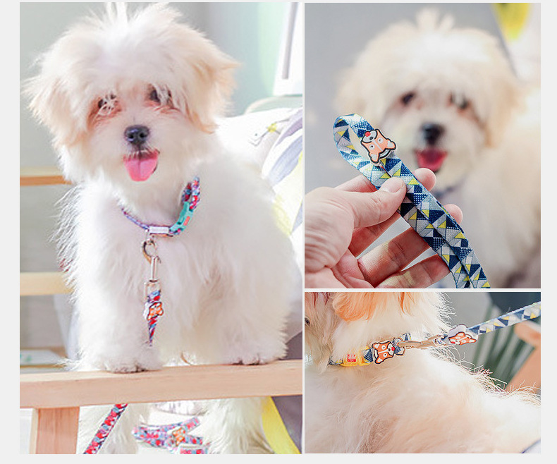 Kalung Leher Adjustable Bahan Nilon Motif Print Untuk Anjing / Kucing Ukuran Medium / Besar