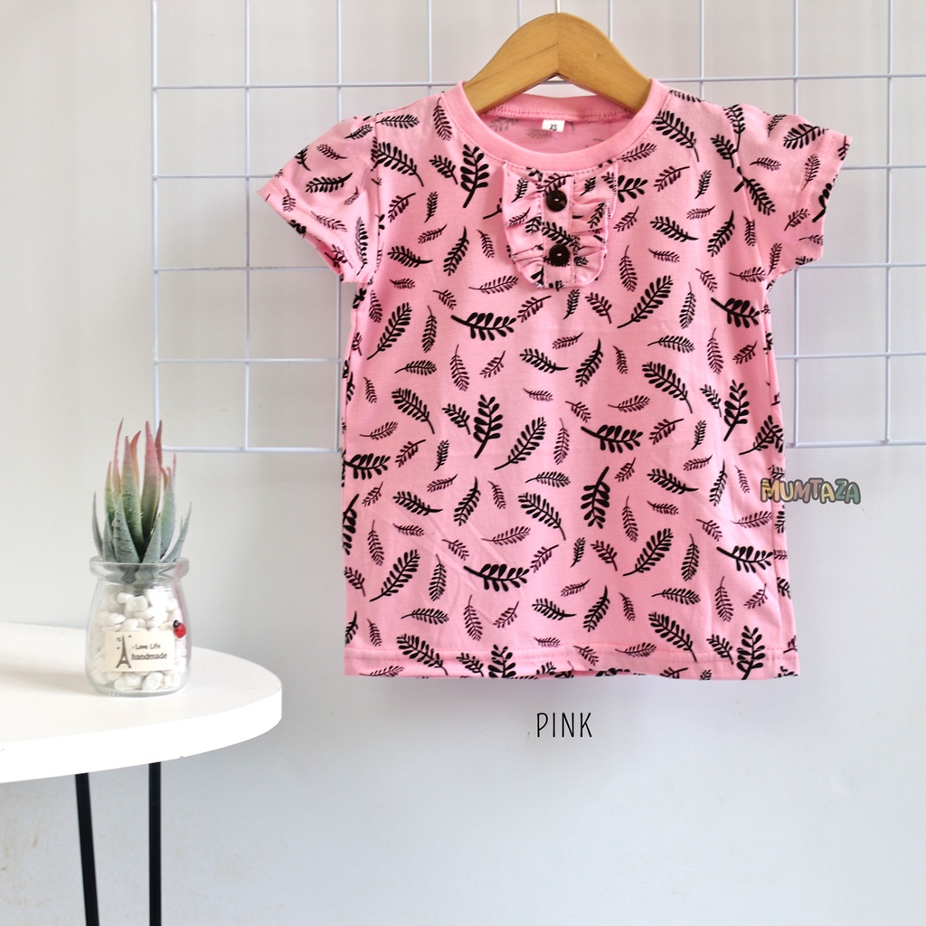 Kaos Anak Perempuan FREYA MOTIF LEAVES XS SML XL - Atasan anak perempuan - Kaos Anak Cewek