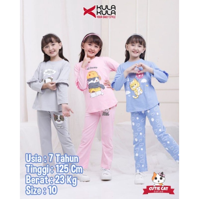 Setelan Anak Perempuan Set Cutie Cat By Kulakula