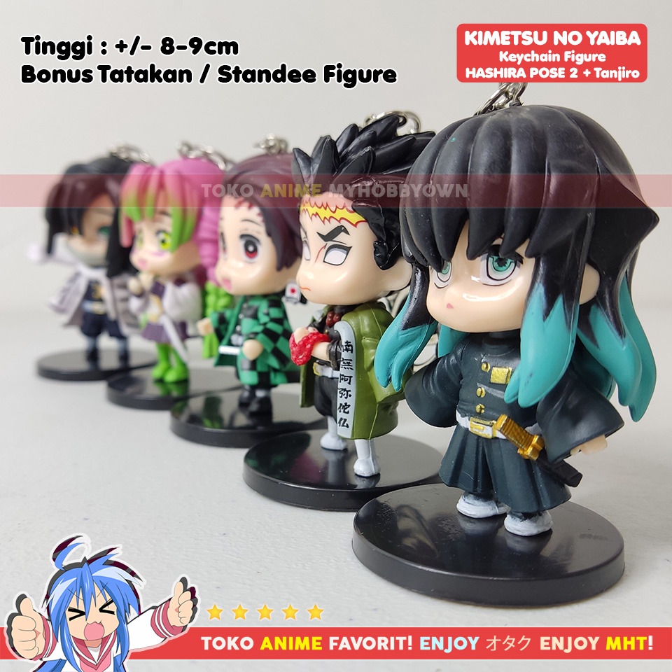 Gantungan Kunci Figure Anime Kimetsu no Yaiba Demon Slayer POSE Hashira Tanjiro Rengoku Giyu Kocho Tengen Gyomei Kanroji Muichiro Sanemi Obanai