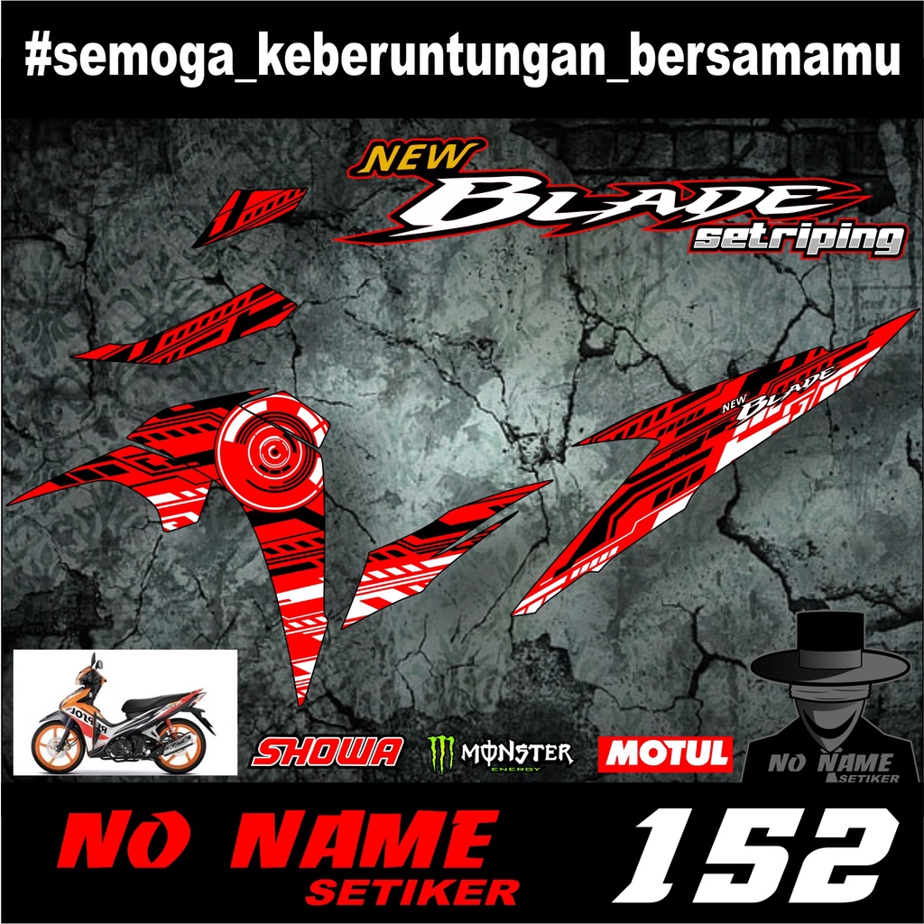 Striping Blade 125 Fi (152) Variasi Stiker Sticker Skotlet Motor Body Lis Semifull