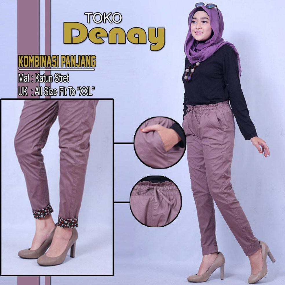 Celana panjang wanita Basic pants premium POLOS KOMBINASI ori by toko denay