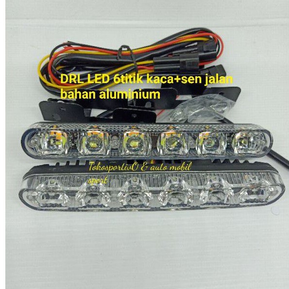 Lampu DRL kaca 6titik+sen jalan semua mobil bahan aluminium