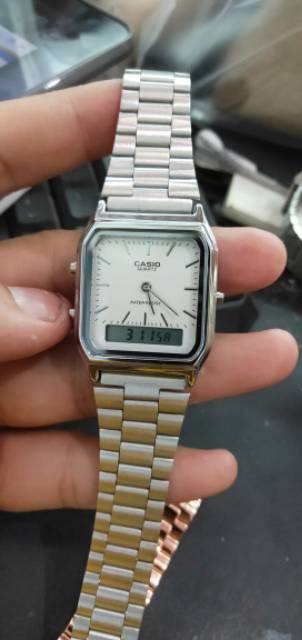 COD  Bayar Tujuan  Jam Tangan Pria / Wanita Casio Rantai Double Time AQ 230