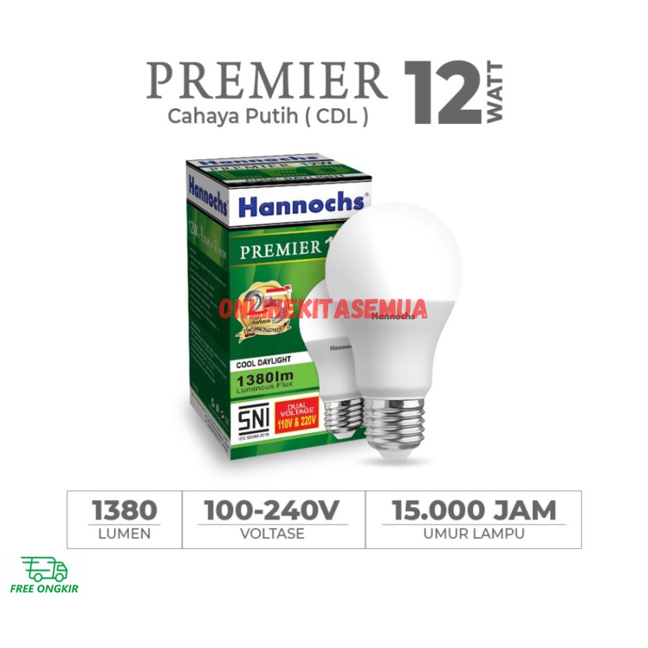 Lampu Bohlam Led Bulb HANNOCHS PREMIER SNI Putih 6500K