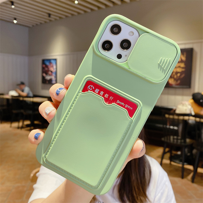 Soft Case Pelindung Lensa Anti Jatuh Dengan Holder Kartu Untuk Iphone 12pro Max X Xs Max Xr 6 7 8 Se2020 6plus 7plus 8plus