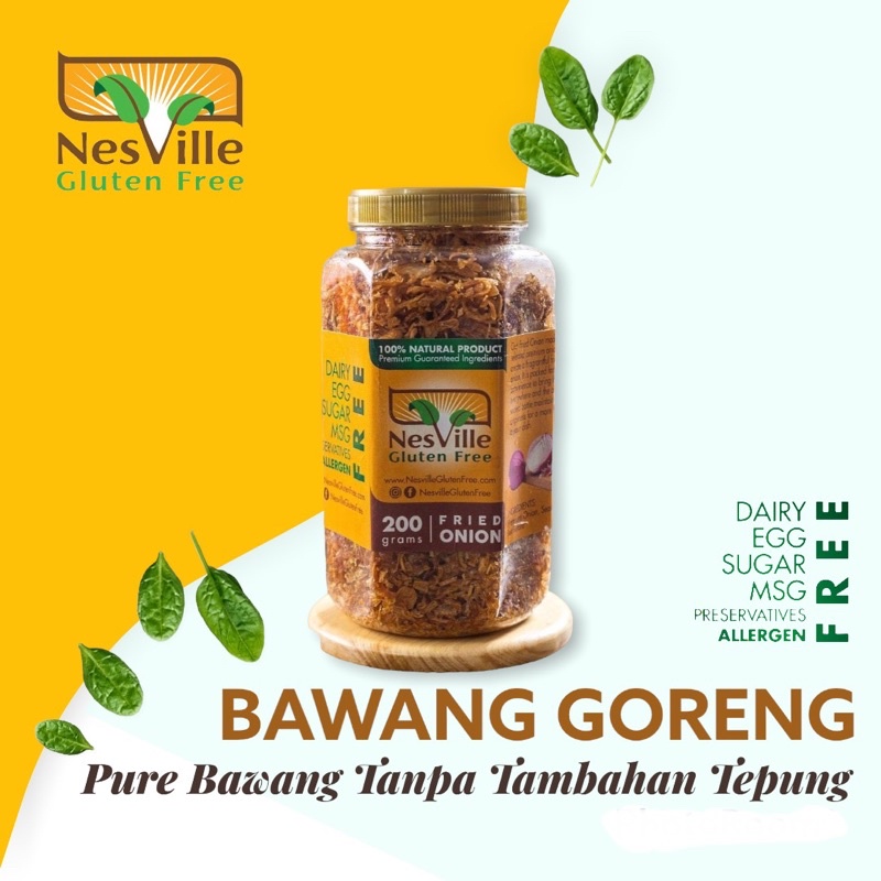 

Nesville Bawang Goreng Gluten Free | Non GMO | Sehat & Organik Mpasi Balita | Bebas Gluten / GF CF