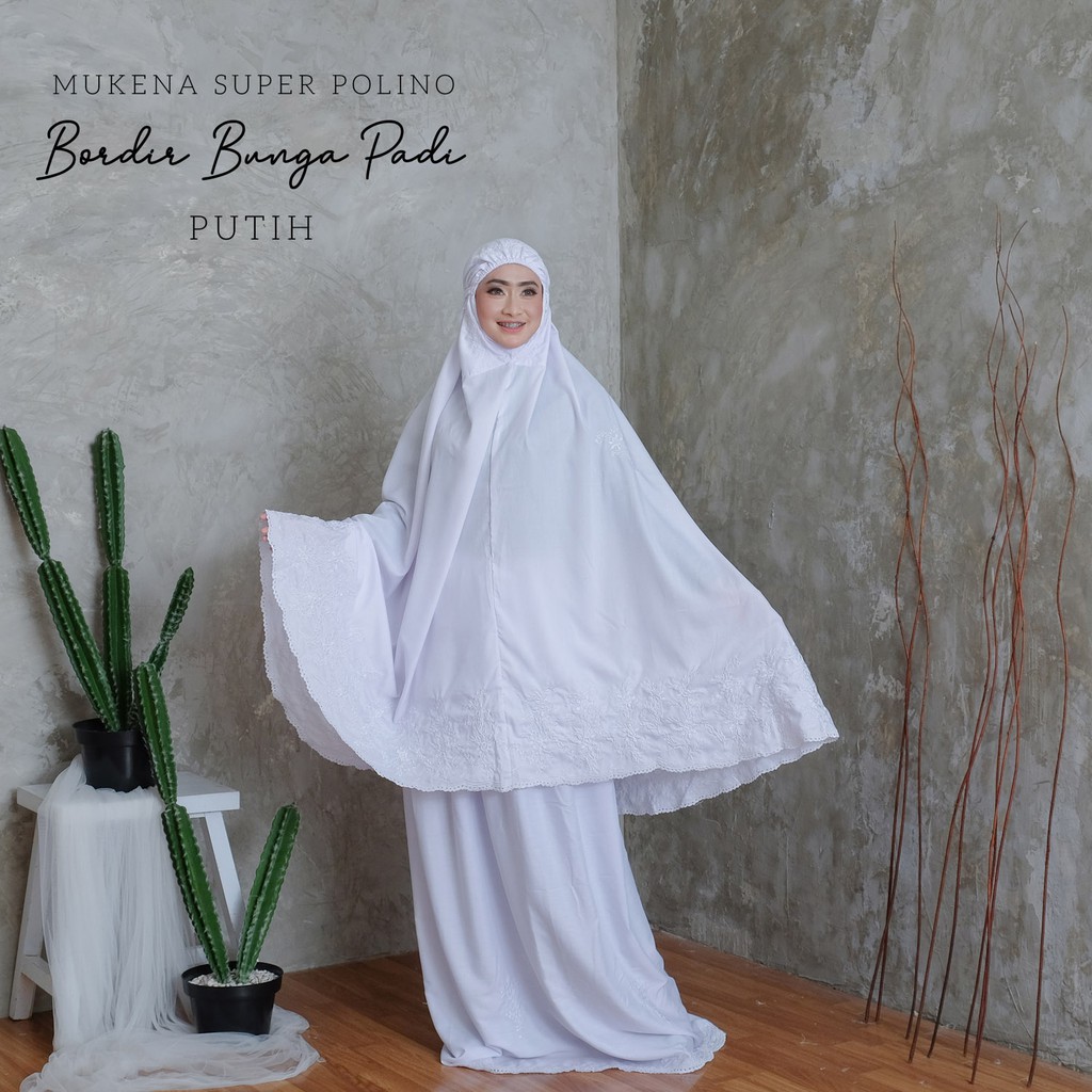 PUSAT MUKENA TASIK - MUKENA DEWASA SUPER POLINO BUNGA PADI