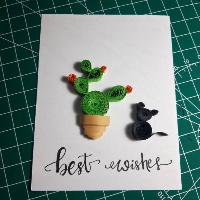 Kartu ucapan kaktus / kucing quilling