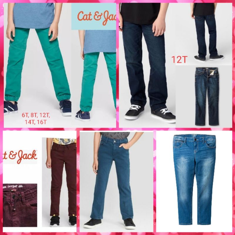 Celana Jeans Jogger anak laki-laki dan Perempuan Cat&Jack Size junior 6-16 Tahun remaja tanggung