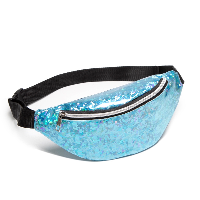 (1KG MUAT 14) Tas Pinggang Waist Bag Metalik Hologram Bumbag Fanny Pack TAS004