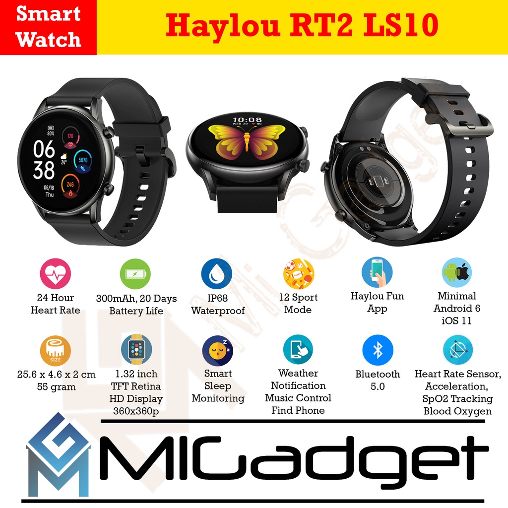 Haylou RT2 RT 2 LS10 LS 10 Smartwatch IP68 SpO2 - Jam Tangan