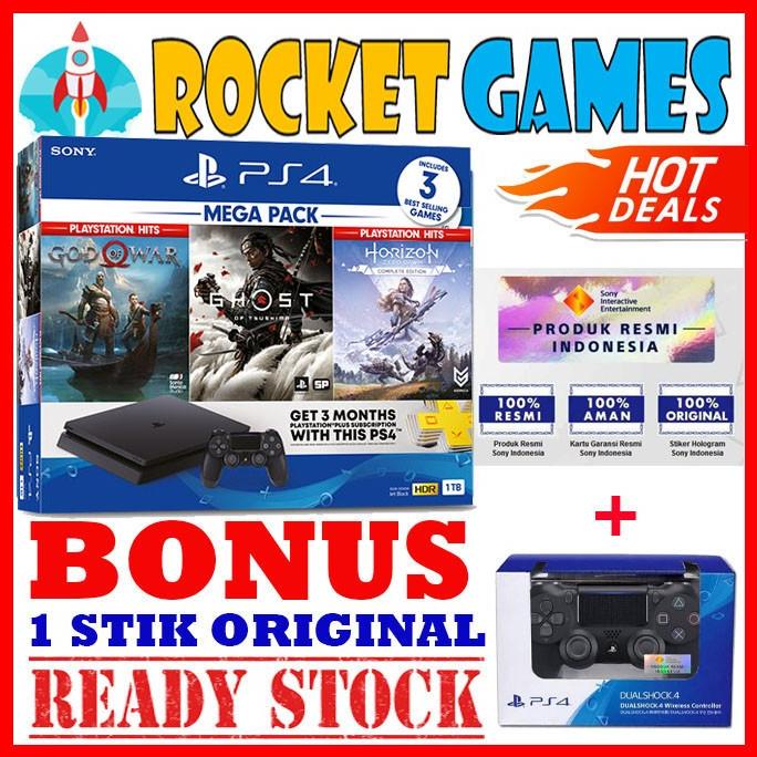 SONY PS4 SLIM 1TB + 2 STIK ORIGINAL GARANSI RESMI SONY INDONESIA