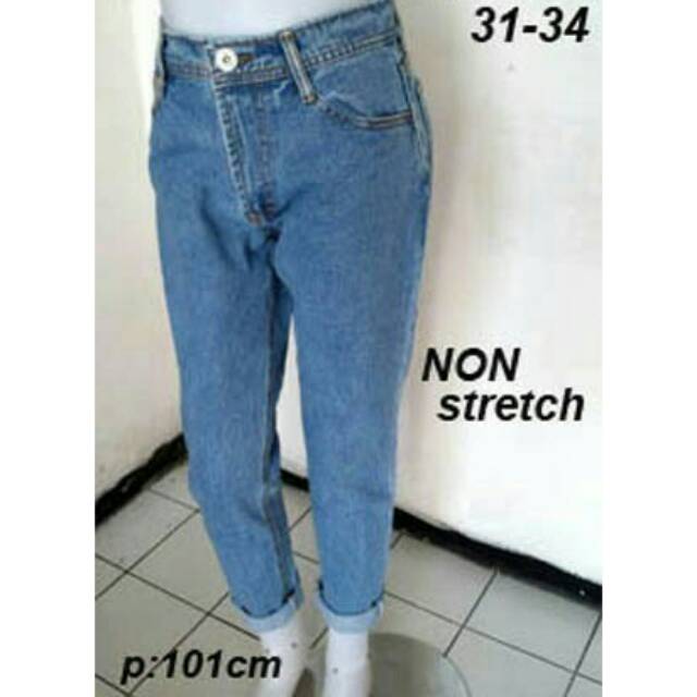  CELANA  JEANS BOYFRIEND  WANITA JEANS POLOS BIRU MUDA 