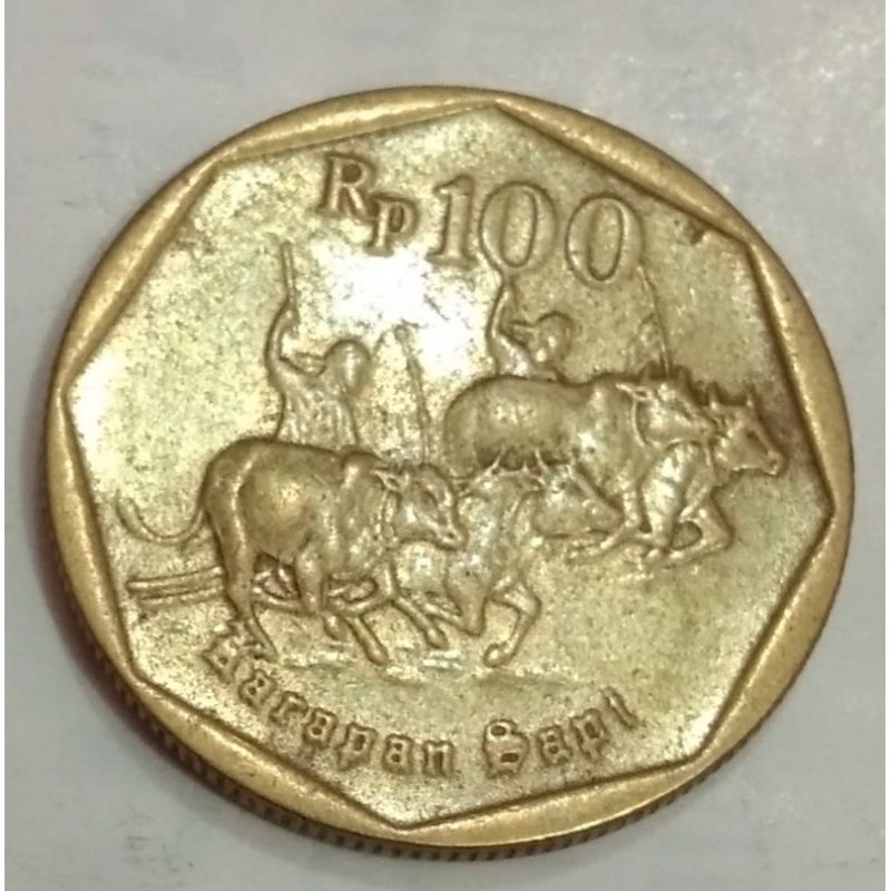 uang koin jadul 100 rupiah gambar kerapan sapi tahun ( 1997 ) ( 1995 ) ( 1993 ) ( 1994 ) ( 1998 ) ( 