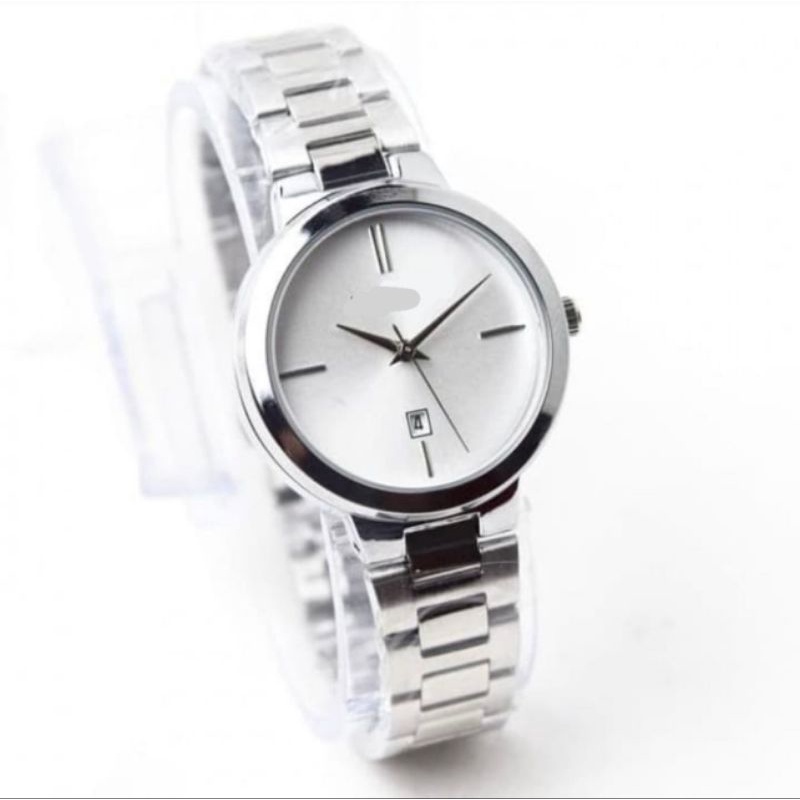 (Terima Cod)Jam Tangan Wanita Fashion F22iL Bulat Tanggal Aktif Strap Rantai/Stell(Dikirim Jakarta)