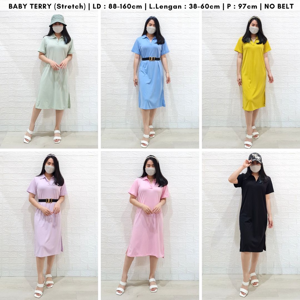 4398 madisha collar midi dress polos shirt dress kerah bumil friendly dress korea