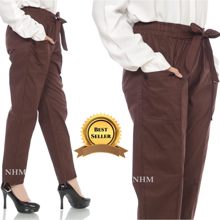 Celana Kantong Boyfriend Cargo Jumbo Wanita Panjang- Cargo Pants- Celana Panjang Bahan NHM