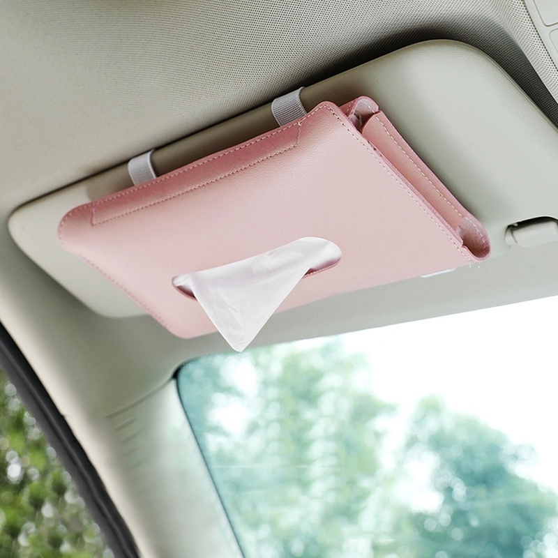 Three Colors Multifunctional Car Sunshade Tissue Bag PU Leather Storage