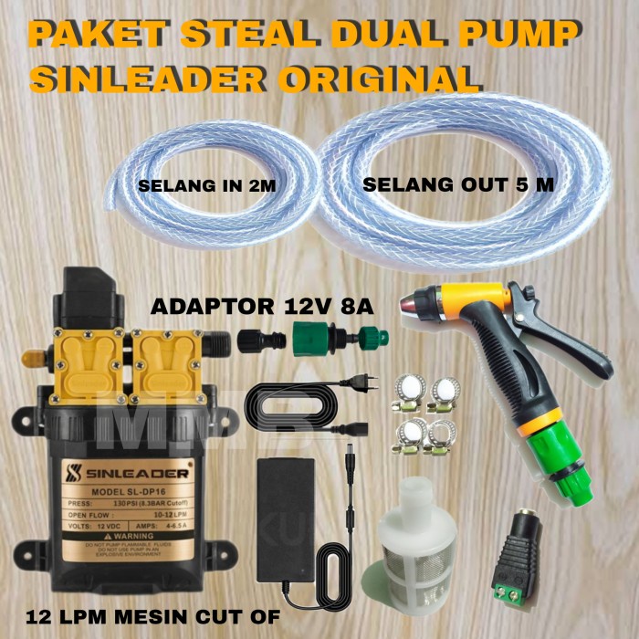 ALAT CUCI STEAM PORTABLE DOBEL POMPA SINLEADER 12LPM HUGH PRESSURE STEAM CUCI MOTOR AC SIRAM TAMAN