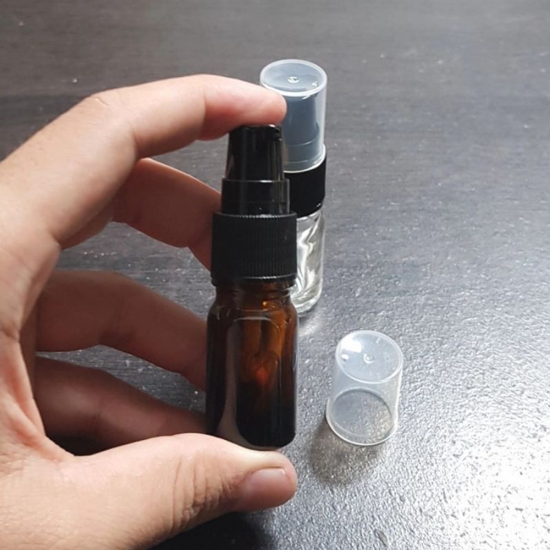 botol kaca 5ml pump / botol kaca 5ml tebal pump treatment hitam