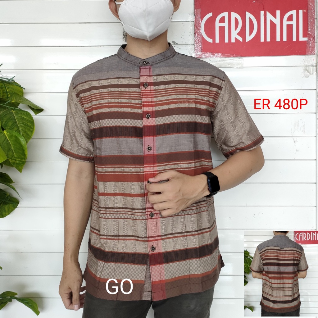 gof M-L CARDINAL KEMEJA KOKO Taqwa Pakaian Pria Original Baju Muslim Salur Lengan Pendek Kekinian TQS