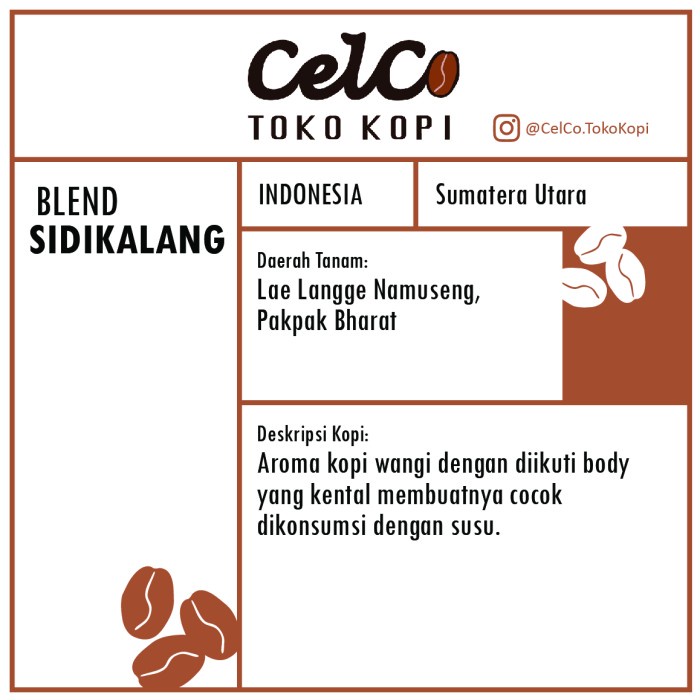 

Kopi Blend Sidikalang 200gr | by Celco Toko Kopi | Kopi Biji & Bubuk