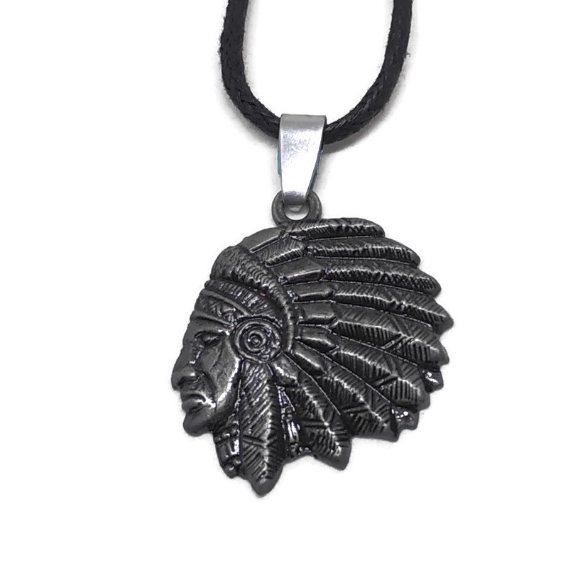 Robagin kepala indian perak kalung pria wanita etnik aksesoris cowok cewek korea keren punk Xl8