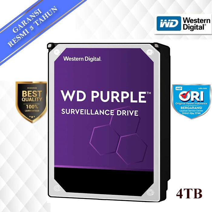 WD Caviar Purple 4TB - HD Hardisk Internal 3.5&quot; for CCTV Surveillance